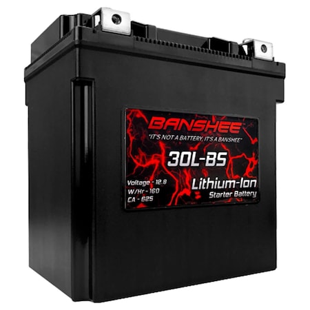 Banshee 12.8V Lithium Ion Battery for Replacement YTX30L-BS Harley Davidson Built In Volt Meter BA46295